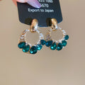 Green Crystal Open Circle Drop Earrings Jewelry Design view 6