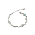 Opalescent Look Oval Irregular Link Silver Tone Bracelet view 5