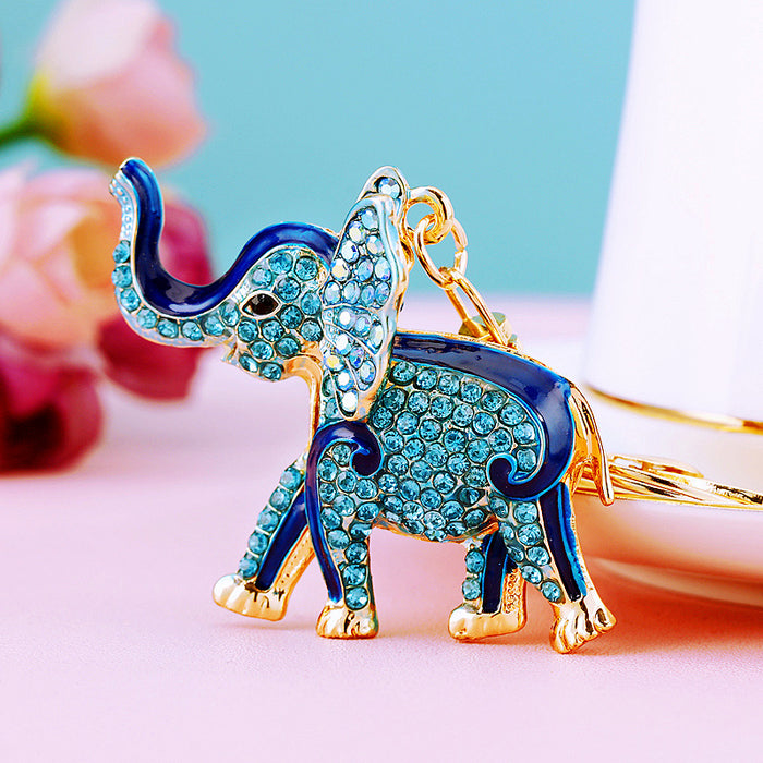 Mixed Jeweled Elephant Keychains in Seventeen Colors and Surface Designs
