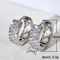 White Metal Pave Wide Huggie Hoop Earrings Flower Cutout view 5