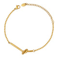 Lucky Knot Bar Bead Chain Bracelet Gold Steel Tone view 5