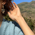 Smoky Champagne Crystal Cluster Earrings with Reflective Details view 2