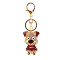 Gold Tone Rhinestone Dog Keychain With Split Ring And Lobster Clasp view 5