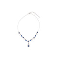 Silver Y Drop Teardrop Necklace Clear Champagne or Blue view 5