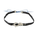Black Ribbon Silver Feather Tribal Forehead Headband view 4