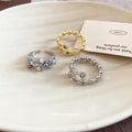 Gold Disc Open Ring And Silver Pearl Crystal Multi Band view 2