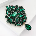 Oval Floral Crystal Dangle Brooch An Oval Floral Crystal Cluster view 3