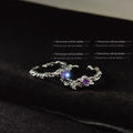 Silver Tone Purple Round Stone Ornate Leaf Open Rings In Two Styles view 4