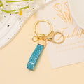 Rhinestone Leather Strap Keychain Gold Ring Clasp 13 Colors view 2
