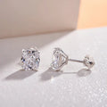 Rectangular Clear Stone Stud Earrings In Silver Tone view 2