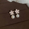 Pastel Flower Pearl Drop Stud Earrings Fashion Jewelry Accessory view 8