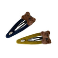 Flocked Velvet Bear Snap BB Hair Clip Green Single view 5