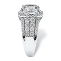 Oversized Cushion Clear Solitaire Filigree Wide Ring Silver Tone view 3