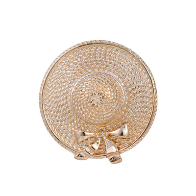 Front product view of the ribbon bow brooch pin in gold