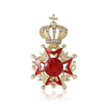 Crown and Red Star Medal Brooch with Crystal Details view 5