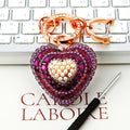 Jeweled Heart Keychains in Multicolor Orange Green Purple White and Assorted view 8