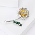 Long Stem Dandelion Brooch with Yellow and Green Enamel view 5