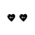 Resin Heart Love Script Stud Earrings Black Brown Pair view 5