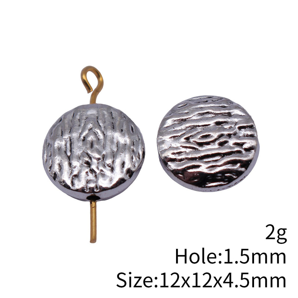 12x12x4.5mm 2g Multicolor Zinc Alloy Textured Round Loose Metal Beads for Bracelet Jewelry Making