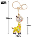 Rhinestone Giraffe Keychain Gold Metal Cute Animal Charm view 2
