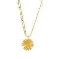 Daisy Flower Pendant Dual Chain Necklace Gold Steel Slider view 5