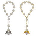 Pearl Rose Bead Angel Wing Decade Bracelet Gold Silver view 5