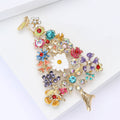 Colorful Floral Christmas Tree Brooch with Bird Topper view 4