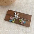 Asymmetric Silver Bird Multicolor Stone Chip Stud Earrings view 4