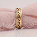 Yellow Gold Double Row Zircon Openwork Cloud Band Ring Sizes view 3
