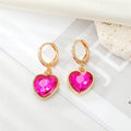 Gold Tone Faceted Crystal Butterfly and Heart Huggie Earrings view 4