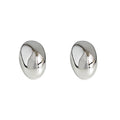 Polished Pebble Oval Bean Stud Earrings Gold Silver view 5