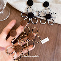 Black and Brown Open Flower Drop Earrings Jewelry Design view 2