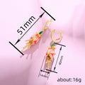 Gold Tone Colorful Enamel Flower Long Drop Earrings view 4