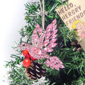 Rhinestone Hummingbird Hanging Ornament Pink Clear Green view 2
