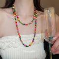 Long Multicolor Shell Crystal Bead Necklace Three Styles view 2