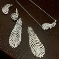 Silver Crystal Peacock Feather Pave Open Cocktail Ring view 1