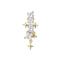 Crystal Star Dangle Single Ear Clips with Polished Metal Tone Details view 5
