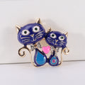 Two Cat Enamel Brooch With Heart and Crystal Bows in Six Colors view 7