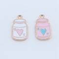 Pink and White Heart Bottle Enamel Alloy Charms for Jewelry Making view 2