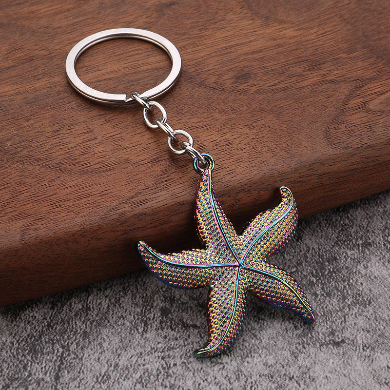 Large Starfish Metal Keychain Travel Souvenir Gift Pendant