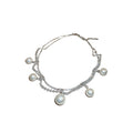 Silver Double Strand Rhinestone Pearl Drop Choker Single Style view 5