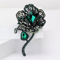 Large Crystal Rose Brooch With Decorative Crystal And Enamel Details view 2