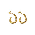 Irregular Open C-Shape Stud Earrings Gold Steel Pair view 5