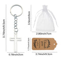 Silver Tone Outline Cross Keychain With Organza Bag And Tag Option view 2