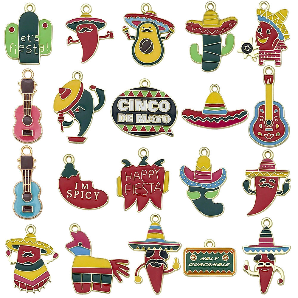 Enamel Zinc Alloy Cartoon Chili Pepper charm pendants for DIY bracelets necklaces keychains