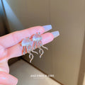 Silver Tone Jellyfish Drop Earrings With Polished Metal Tone Details view 3