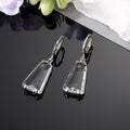 Gold and Silver Tone Trapezoid Faceted Crystal Drop Earrings view 3