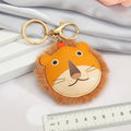 Brown Lion Head Faux Fur Keychain with Gold Tone Split Ring view 2