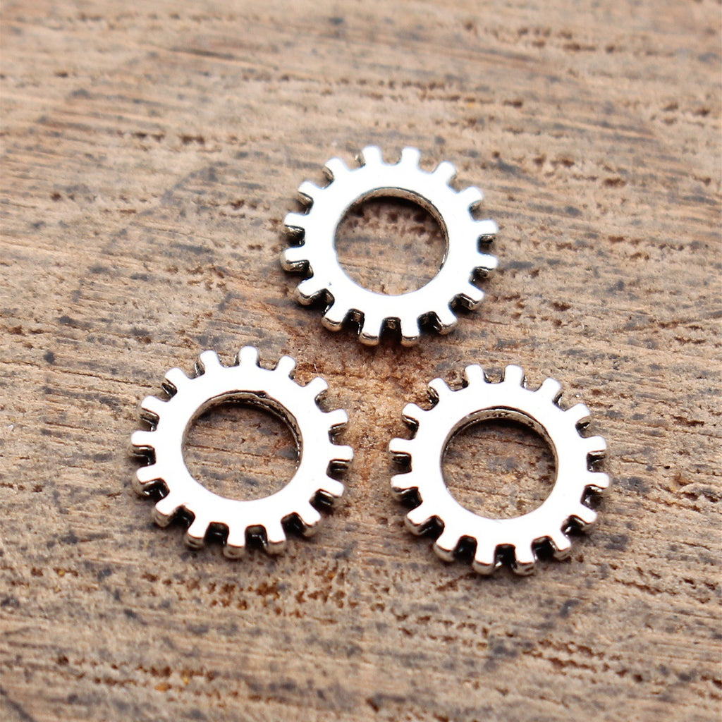 7.7x7.7x1mm 0.16g Antique Silver Zinc Alloy Small Gear Spacer Beads for Bracelet Jewelry Making