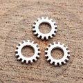 Antique Silver Metal Small Gear Ring Component For Jewelry Making view 2